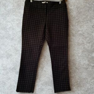 White House Black Market Women's Size 4 Black Windowpane Plaid Slim Pants